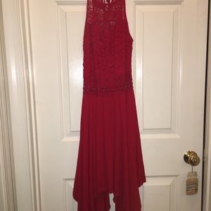 flowy red summer lace dress
